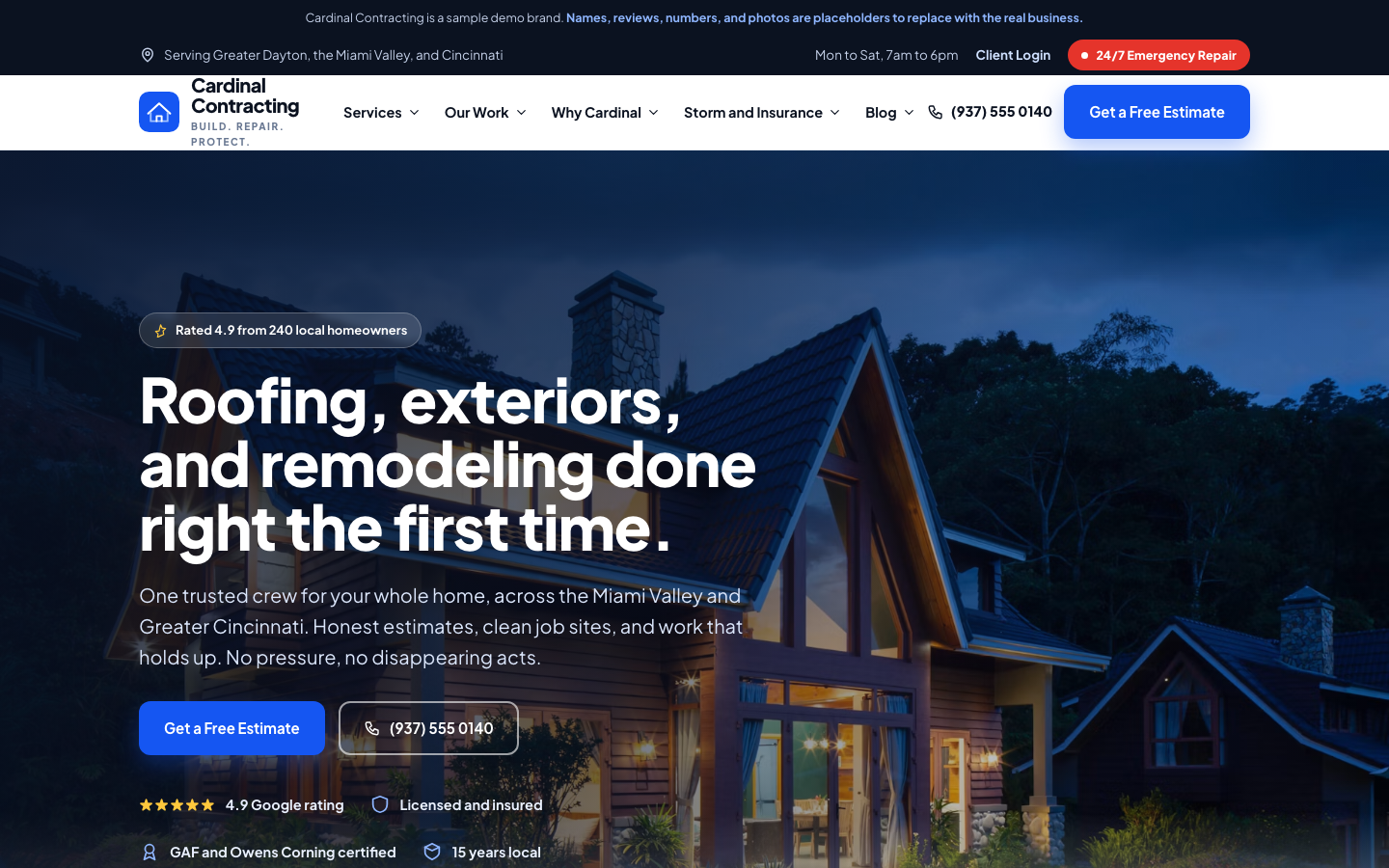 Cardinal Contracting website