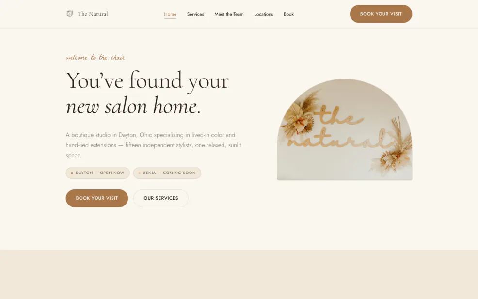 A salon website designed by Turbo Link Studio