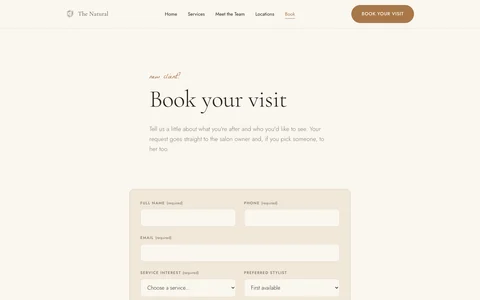 The public booking page showing real openings